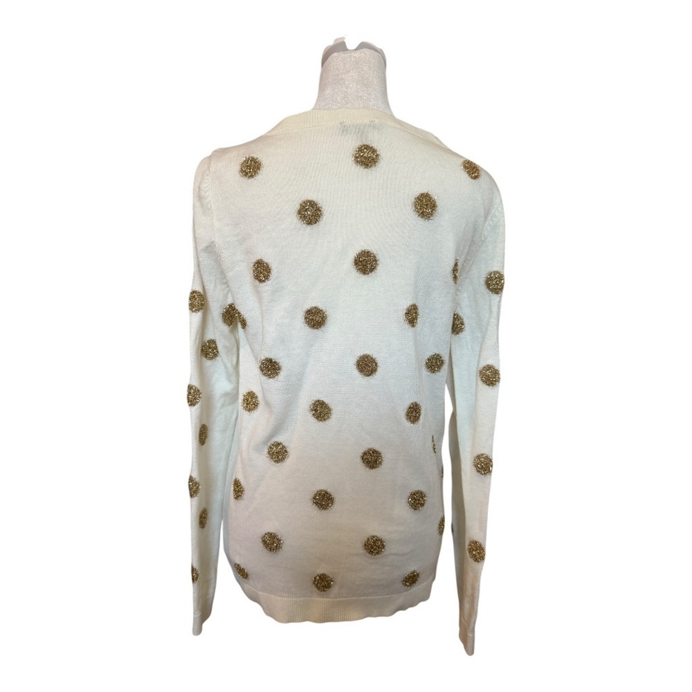 Active Seller! Talbots Cream Sweater with Gold Polka Dots - Picture 3 of 4